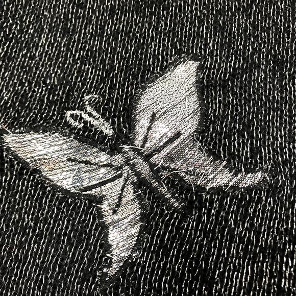 MARIEA KIM VTG Patchwork Sweater Women L Black/Silver Butterfly Retro 90's Y2K - Picture 6 of 10